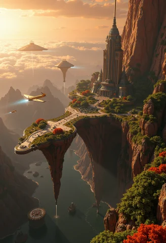 Photorealistic,highly Detailed,islands Floating In Space,cov... — FLUX AI Prompt: photorealistic,highly detailed,islands floating in space,covered by shimmering f...