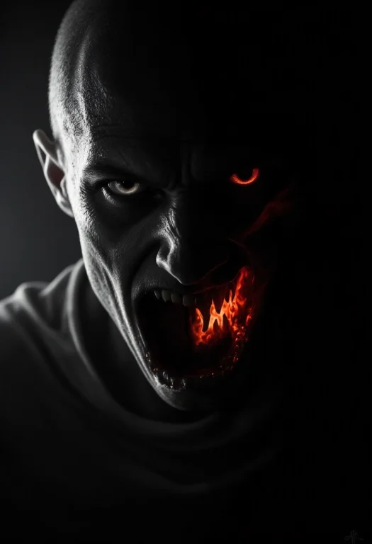 A Fire Nuckelavee In A Dramatic, Chiaroscuro-style. One Side...