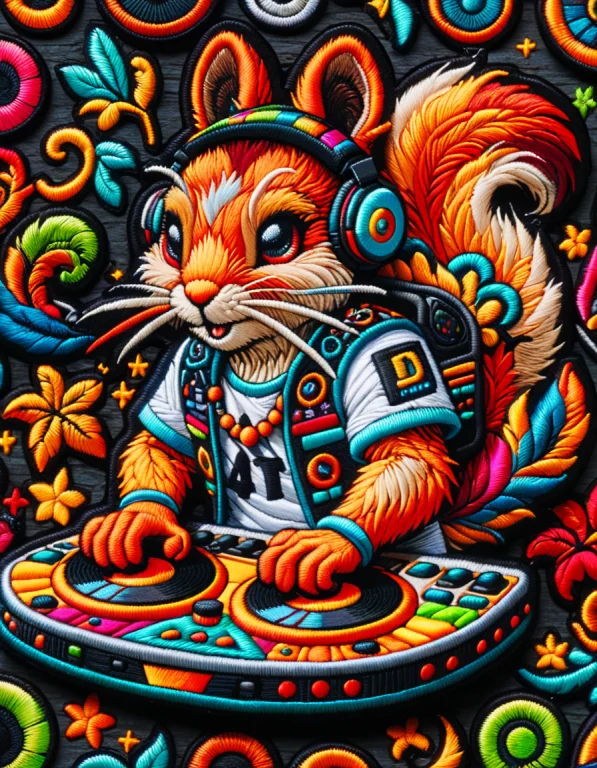Dj Squirrels At A Rave Ral-embroideredpatch, Lazypos, Loraad...