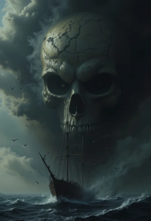 The Image Depicts A Dramatic Scene Where A Ship, Likely An O...