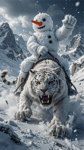 An Ultra-realistic Dynamic Action Scene Set Atop A Storm-swe... — Stable Diffusion AI Prompt: An ultra-realistic dynamic action scene set atop a storm-swept snowy mountain ri...