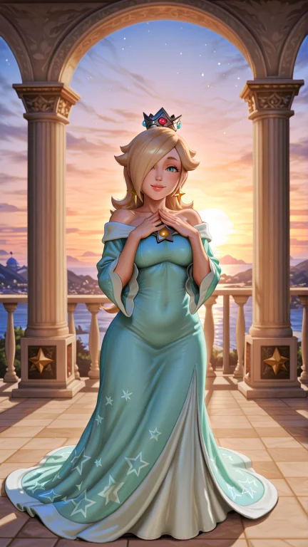 Rosalina From Super Mario Galaxy, Elegant Figure With Flowin...