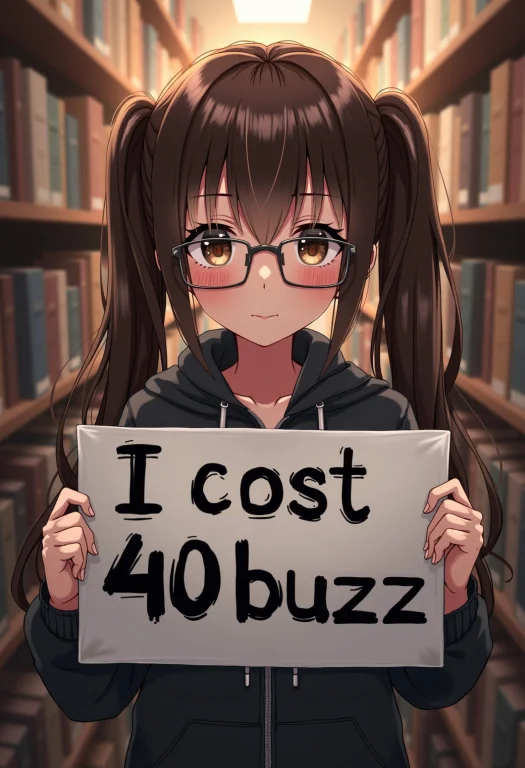 1girl, Anime Girl Holding A Sign With Text I Cost 40 Buzz, S...