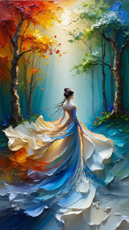 Art Style Impasto Oil Painting, Subject A Beautiful Woman Fl...