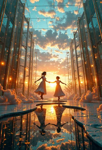 A Floating, Intricately Designed Glass Palace Suspended In T... — FLUX AI Prompt: A floating, intricately designed glass palace suspended in the sky, with transpa...