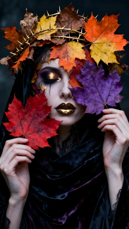 A Portrait Of A Mysterious Creepy Being With A Colorful Autu...