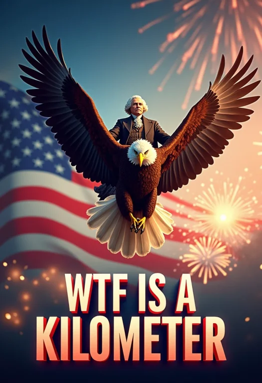 A Poster Featuring George Washington Atop A Glorious Bald Ea...