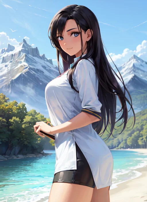 1girl, Looking At The Viewer, Mountain, Standing