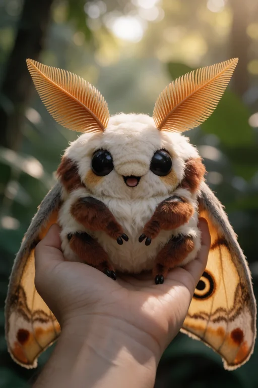 Pov Hand Holding Very Large Cute Fluffy Moth.