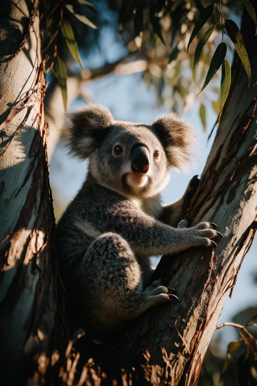 Ta86inkriot, Thin Black Outlines, A Koala Sitting In The For...