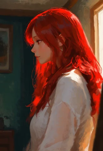 Realistic Textured Painterly Sketch, Profile, Looking To The... — Stable Diffusion AI Prompt: realistic textured painterly sketch, profile, looking to the side, red eyes, red...