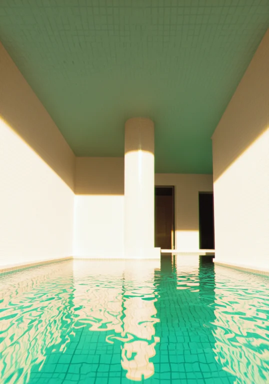 Loran1-pool Room0.55 Liminal Space, No Humans, Swimming Pool...