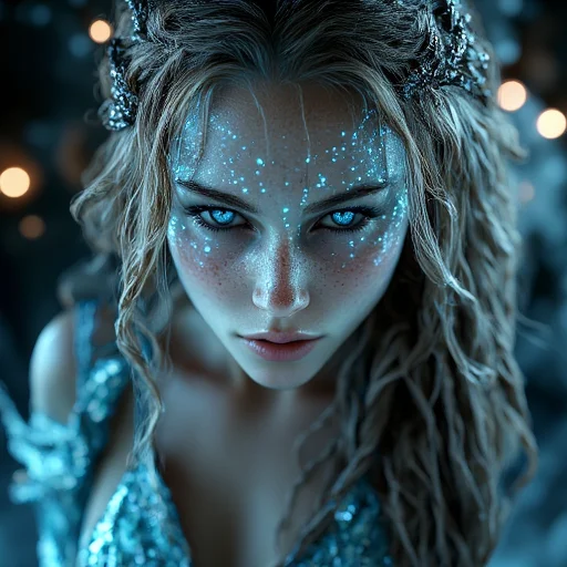 Ethereal Alien, Piercing Blue Eyes That Seem To Glow With An...