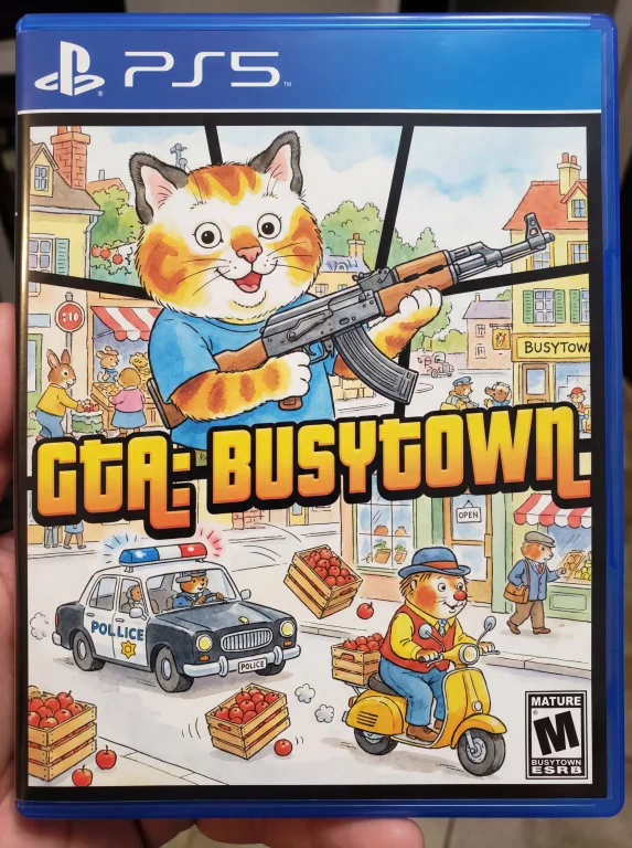 A Ps5 Game Case For A Fictional Title Gta Busytown. Cover Ar...