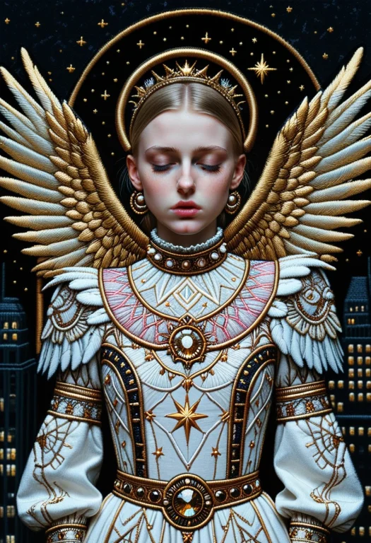 8k, Raw Digital Photo, Cyberspace, Portrait, 1 Angel Girl, O...