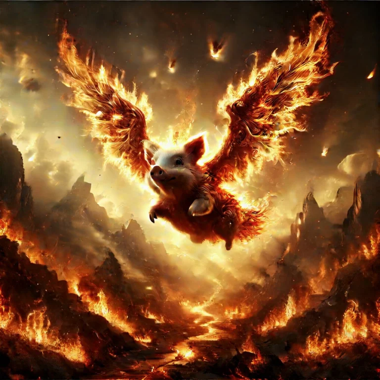 Flamestyle, Masterpiece, Flying Pig With Wings, Scenery,