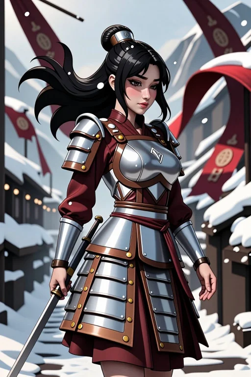 Mulan Standing In A Misty Mountain Pass Wearing Her Armor, H...
