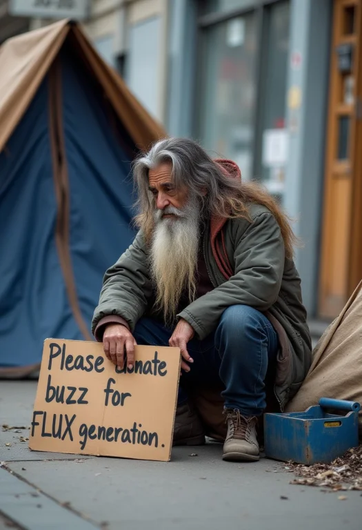 A Homeless Man With A Long Beard And Long Hair, Sitting On T...