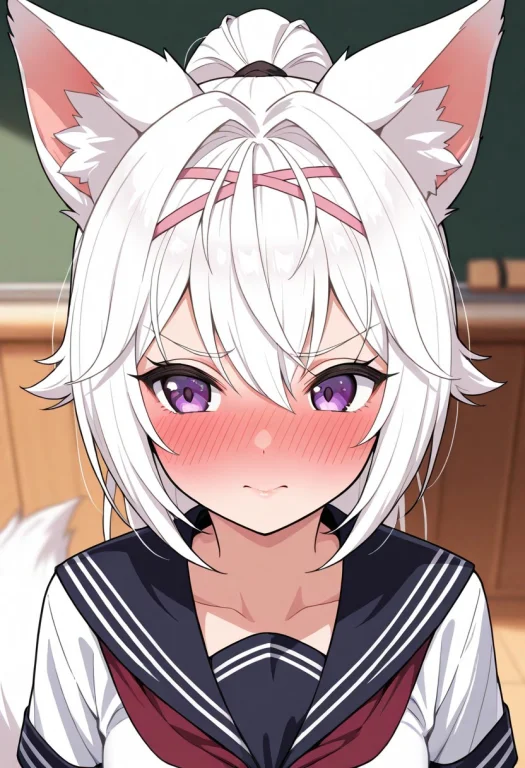 Portrait, Solo, Woman, Filian, Purple Eyes, White Hair, Fox...