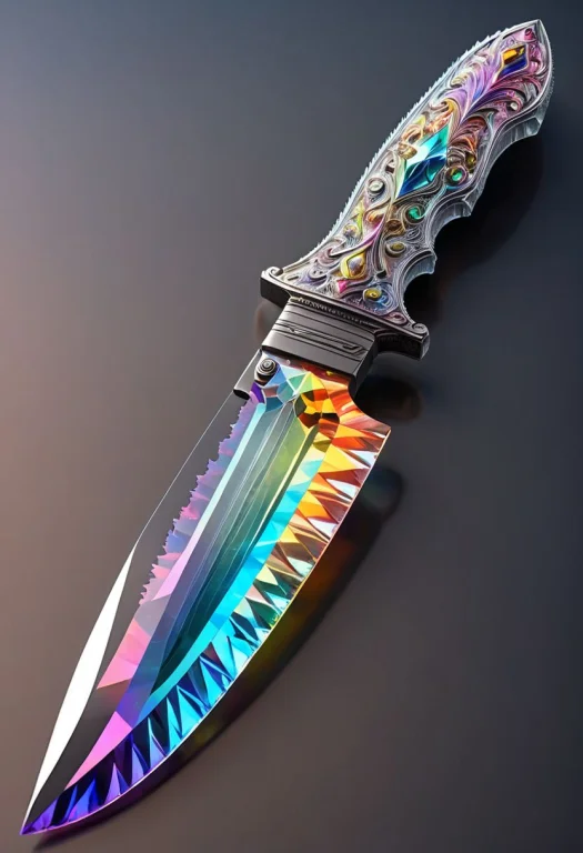 A Transparent Knife Made Out Of Crystal, Ultra Detailed, Enh...