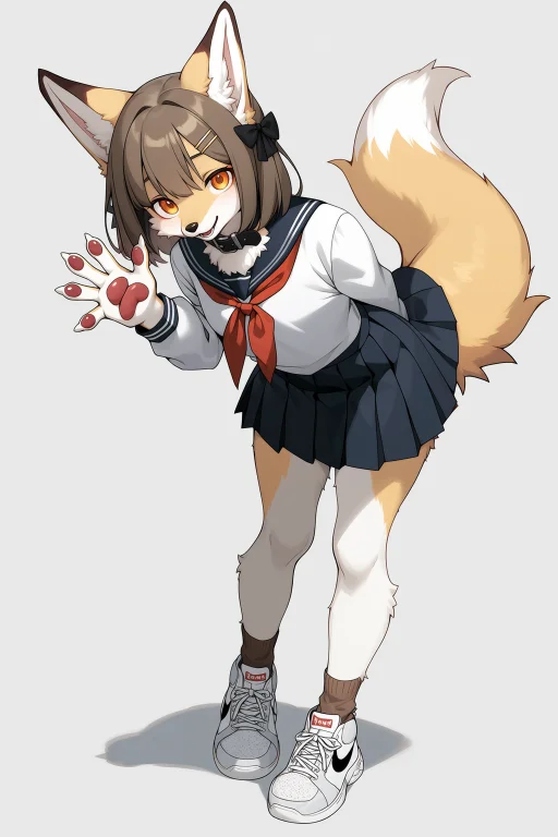 1girl, Animal Ears, Animal Nose, Body Fur, Brown Medium Hair...