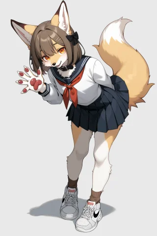 Fox Girl Standing Prompt — Stable Diffusion AI Prompt: 1girl, animal ears, animal nose, body fur, brown medium hair, fox ears, fox girl...