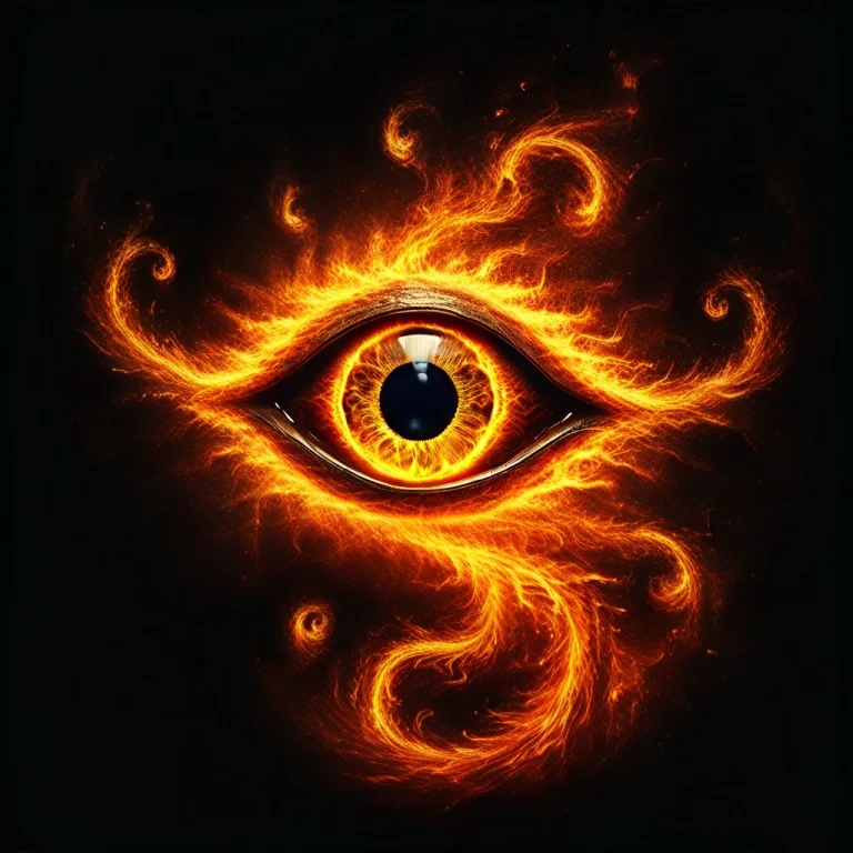A Single Colossal Eye Formed Entirely From Fire, Its Iris A...