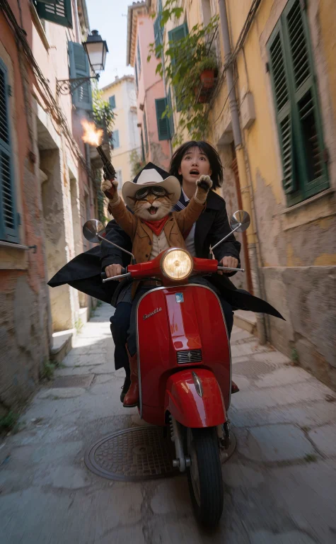 Realistic. Two Figures Are Depicted In A Dynamic, Cinematic...