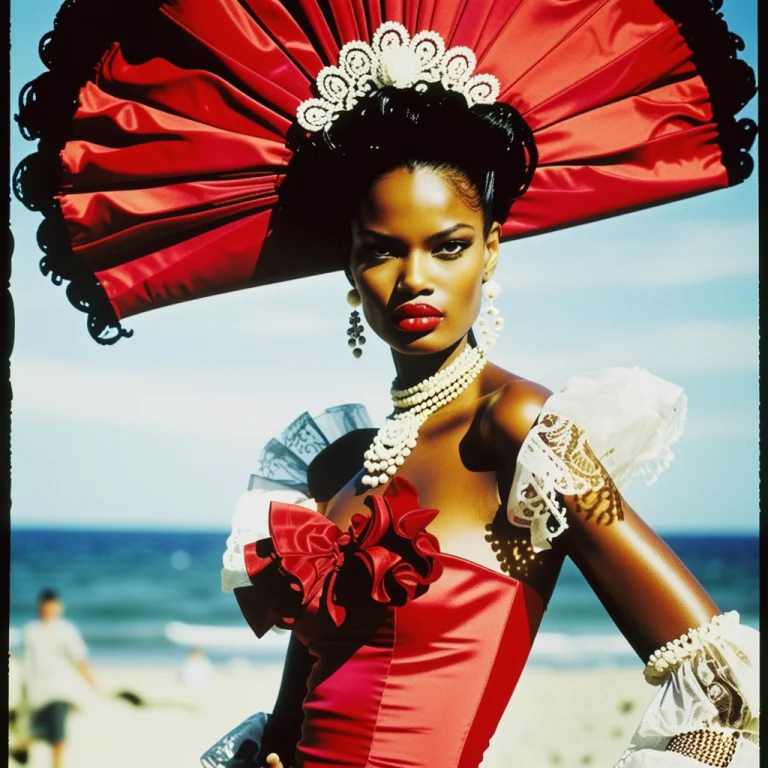 African-asian Supermodel, In The Style Of Christian Lacroix,...