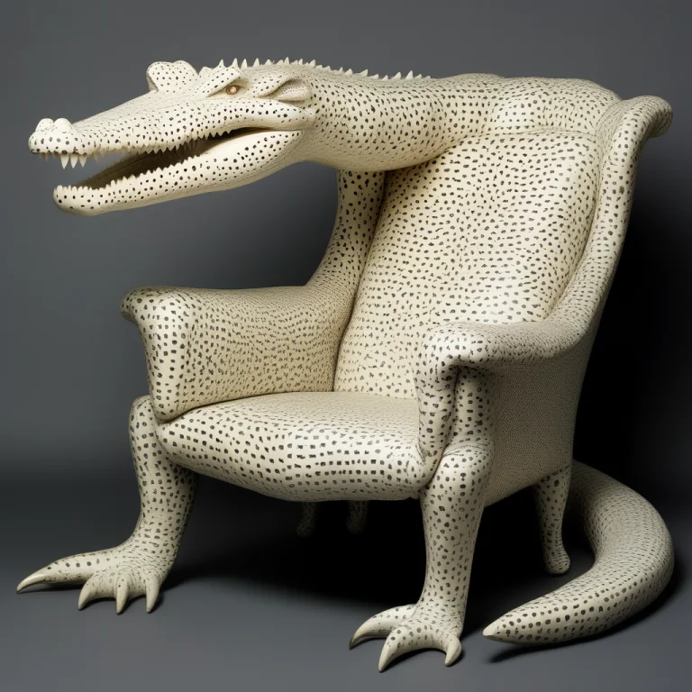 One Crocodile Reclining On A Luxurious Tooth-built Armchair,...