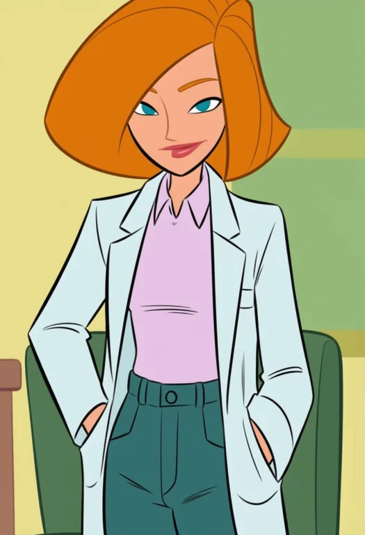 Drannpossible, Short Orange Hair, Blue Eyes, Lab Coat, Pants...