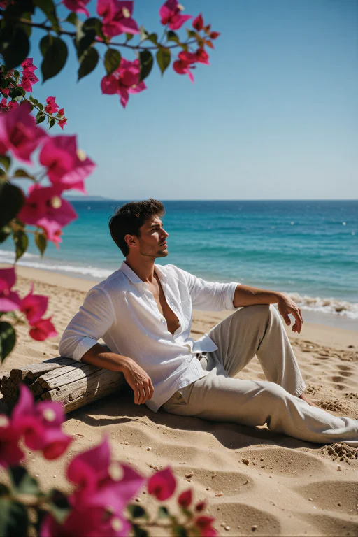 A Serene, Sun-drenched Cinematic Photograph Capturing The Ex...
