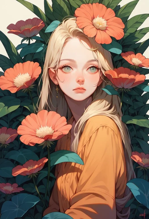 Loragr33nxlp1 Gr33n, Solo, 1girl, Long Hair, Plant, Flower,...