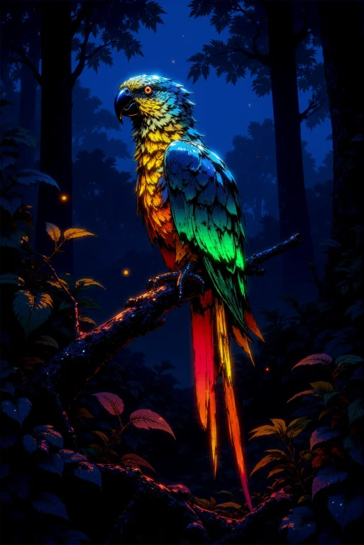 Loradglostylev.70.85 Dglo Style. A Majestic Parrot Perched O...
