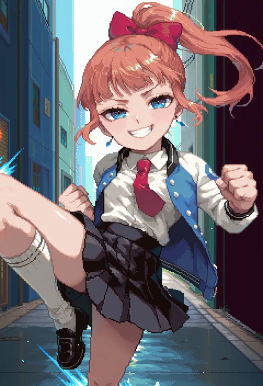 1girl, Solo, Rcgkyoko, Orange Hair, Blue Eyes, Ponytail, Hai...