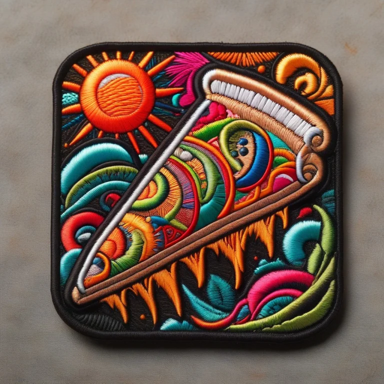 Embroidered Patch Style, Pizza Slice With A Big Bite Mark Mi...