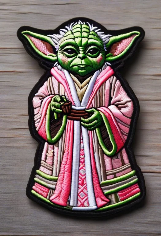 Ral-embroideredpatch,yoda With Pink Dress And Bowtie