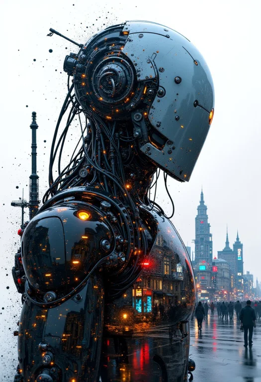 Masterpiece, Double Exposure, Silhouette Of High-end Robot H...