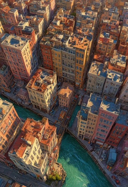Pastel Zbrush Render Of San Francisco. Vintage Style Design,...