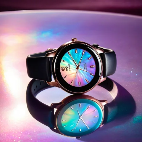 Loratech3motherpearlv10.80, Techmotherpearl, A Smartwatch On... — SDXL AI Prompt: , techmotherpearl, a smartwatch on an iridescent mother-of-pearl surface, soft s...