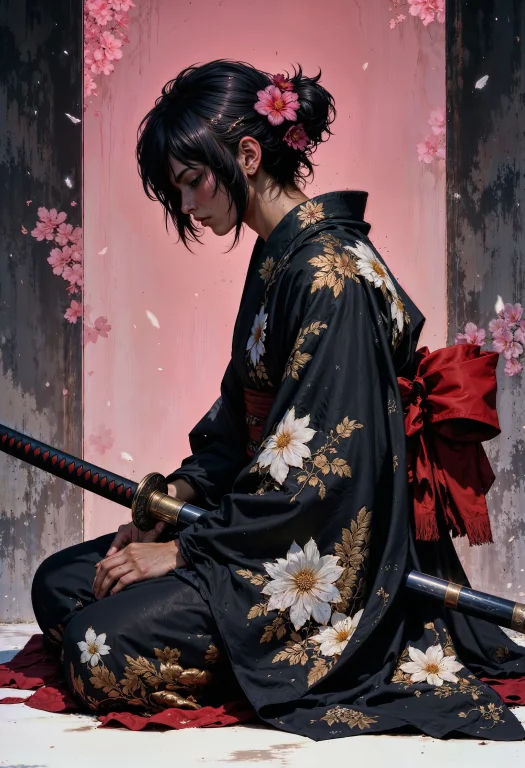 Side View, A Digital Artwork Depicting A Stoic, Seated Femal...