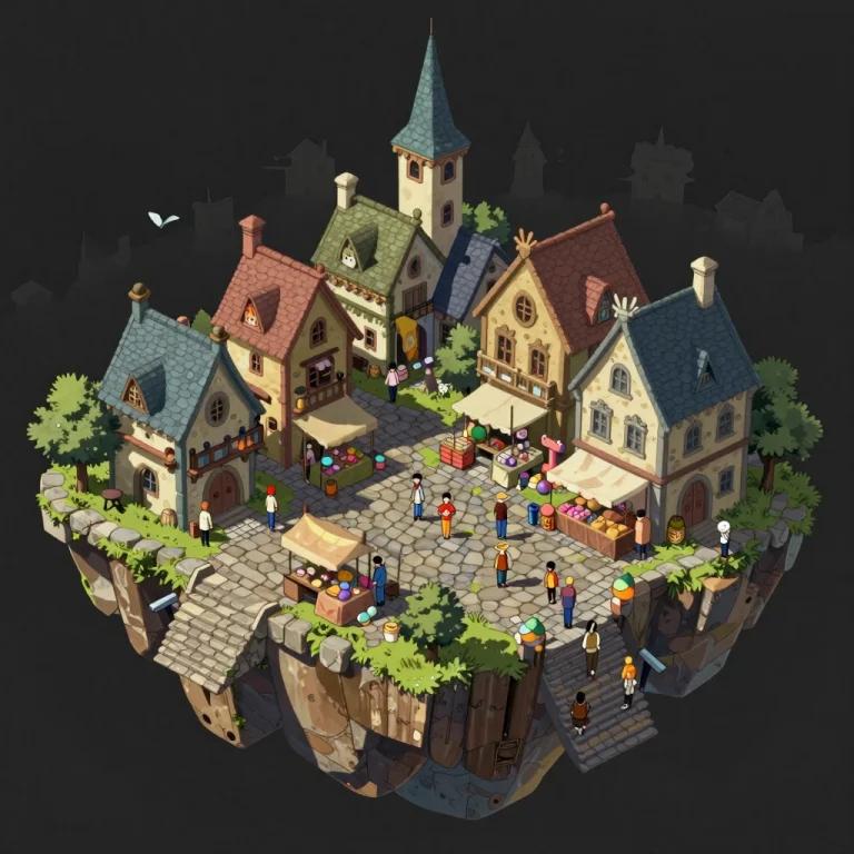 A Mid-poly Anime-inspired Isometric View Captures The Bustli...
