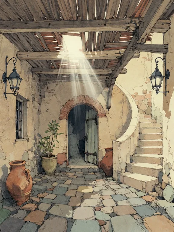Bradhamel Art Style.a Sunbeam Pierces Through A Weathered Wo...