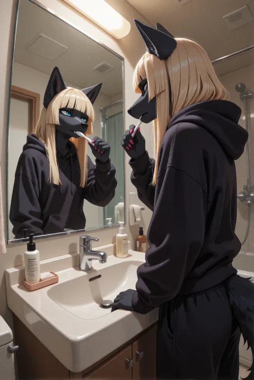 Pov Camera Positioned Directly On The Bathroom Sink, Looking...