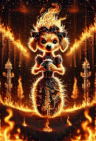 Funny Server Room Dog Prompt — Stable Diffusion AI Prompt: masterpiece, aesthetic, Disney style, no humans, dog, cute, puppy, riding a skat...