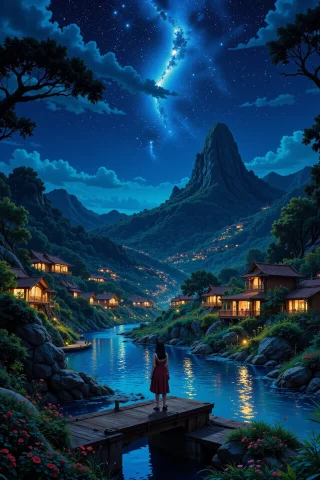 Malaysian Beautiful Landscape, Bright Luminous Night, Woman,... — Stable Diffusion AI Prompt: Malaysian beautiful landscape, bright luminous night, woman, very intricate, ver...
