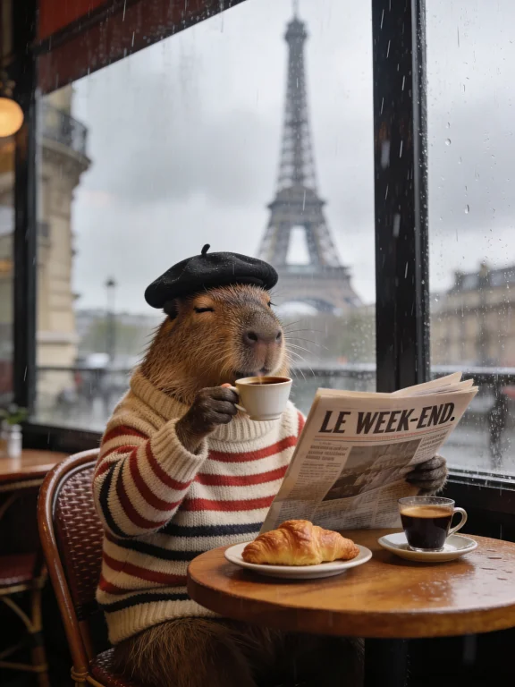 Documentary-style Wildlife Photography Of A Capybara Wearing...