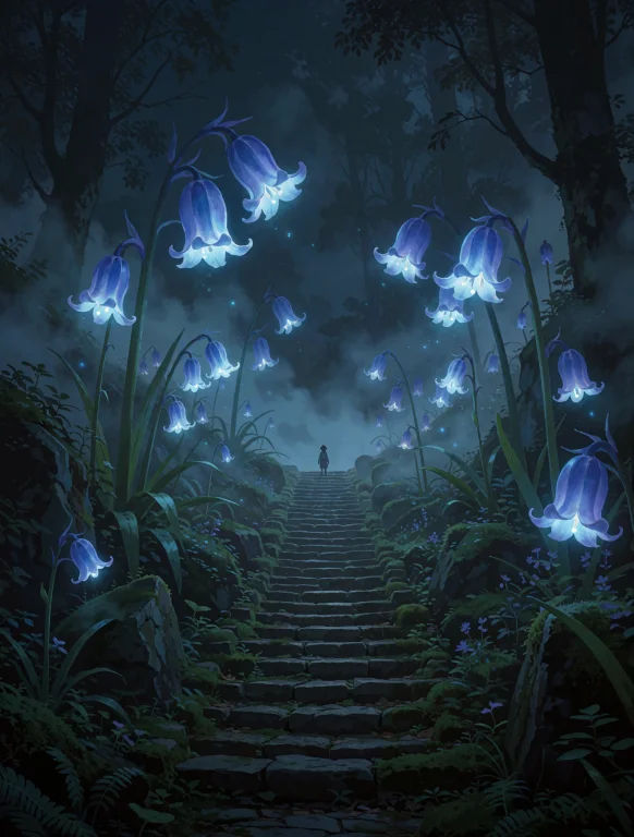 An Ancient Mossy Stone Stairway Descending Into A Hidden Val...