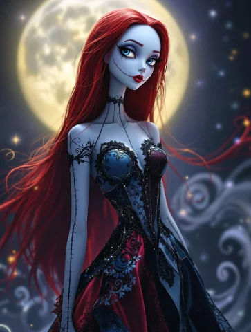 A Stunning Reimagining Of Sally From The Nightmare Before Ch... — FLUX AI Prompt: A stunning reimagining of Sally from The Nightmare Before Christmas, designed as...