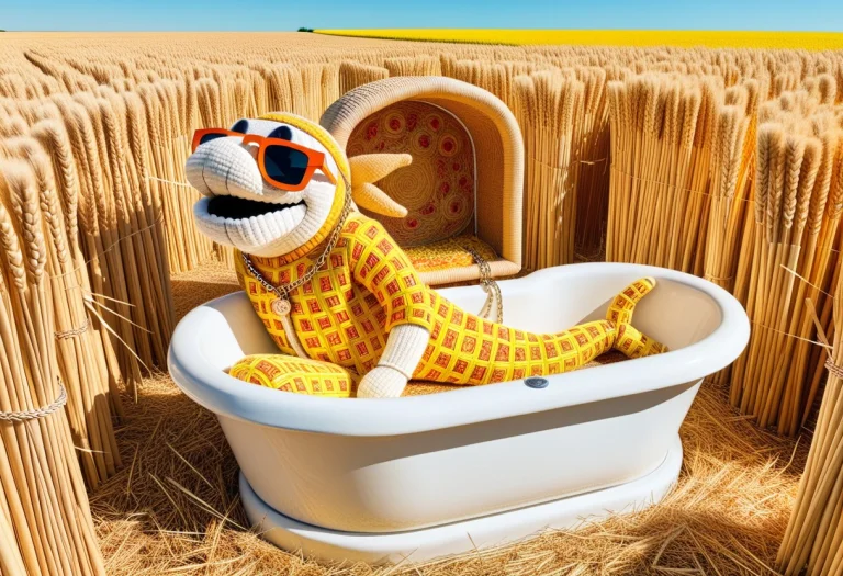 A Surreal Funny Scene Of A Tall Anthropomorphic Shark Made E...